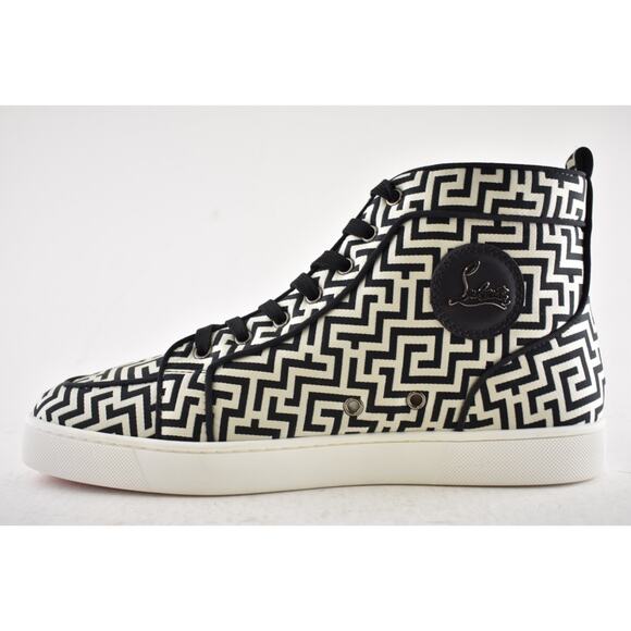 Christian Louboutin Mens Rantus Orlato Flat Tissu Black White High Sneaker 44 11 - Picture 10 of 13